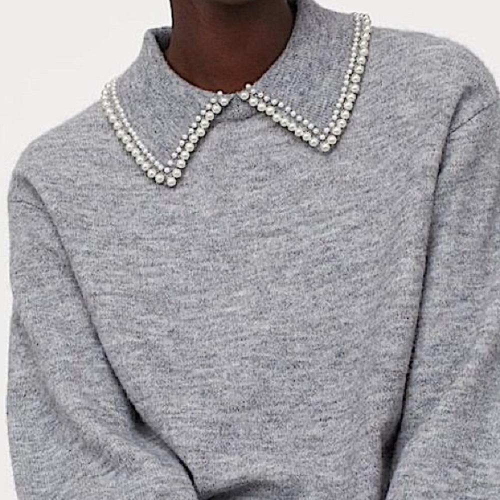 H&M Knit Pearl Collar Sweater